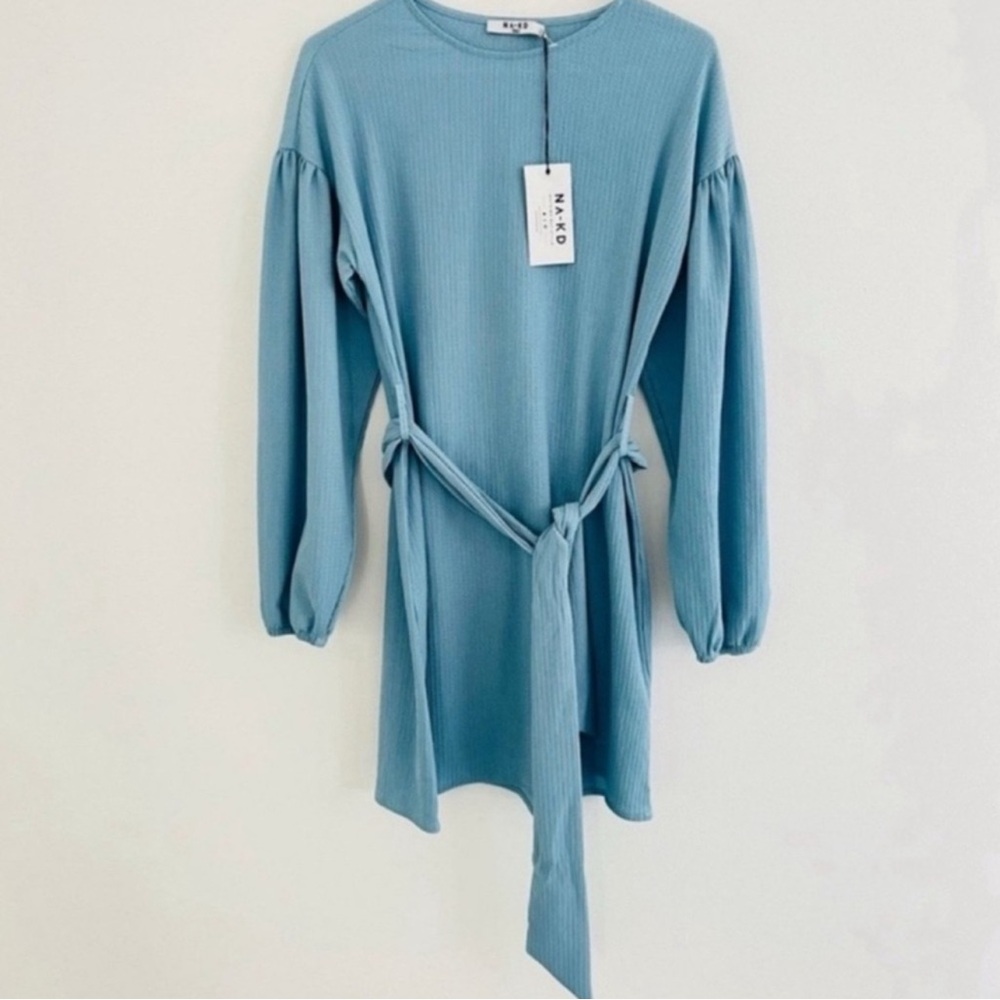 Na-kd Crepe Belted Drop Shoulder Balloon Sleeve Mini Dress XS